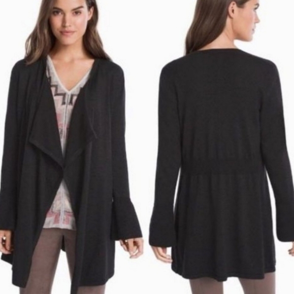 White House Black Market Black Open Cascade Front Cardigan XS - Picture 2 of 9